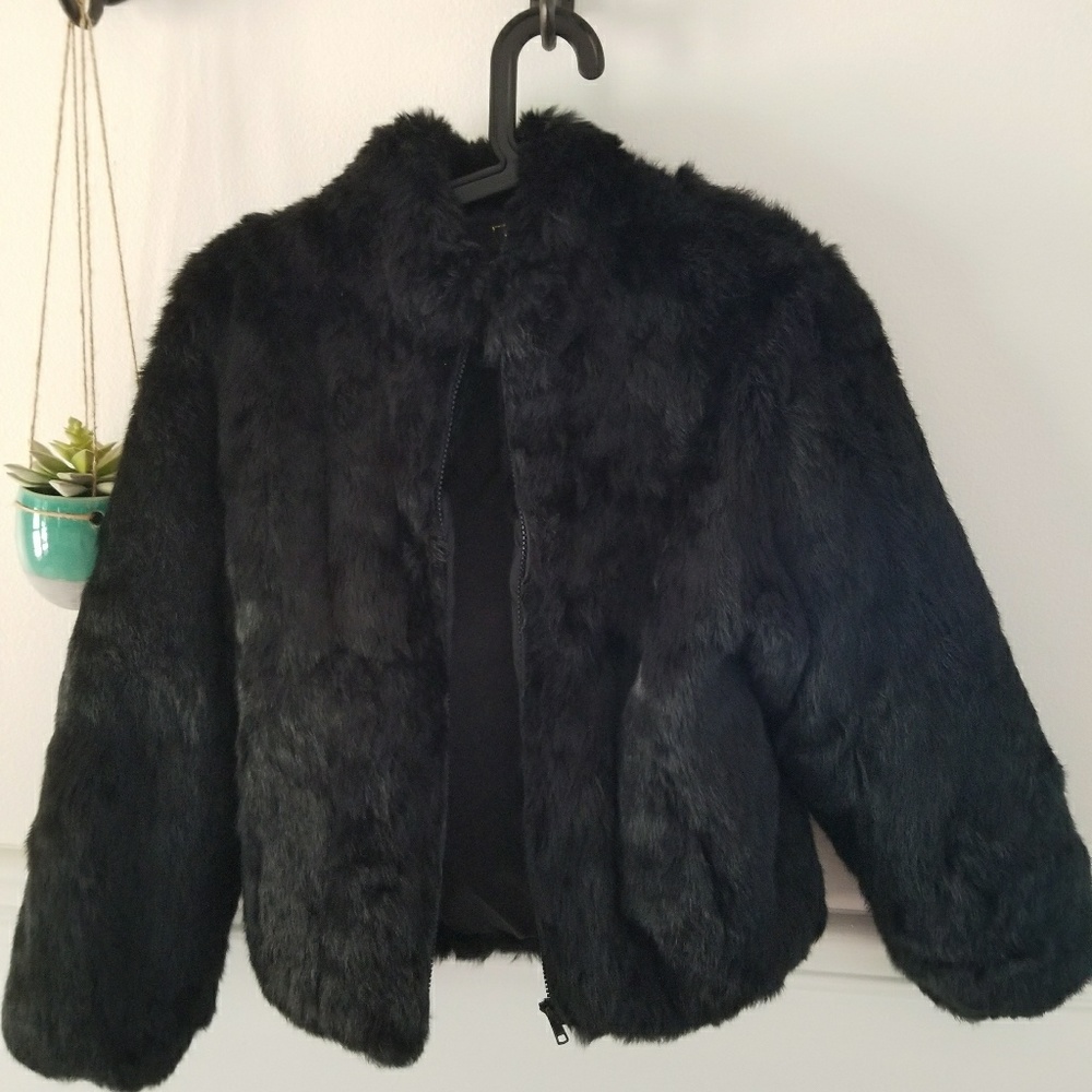 Black rabbit fur jacket